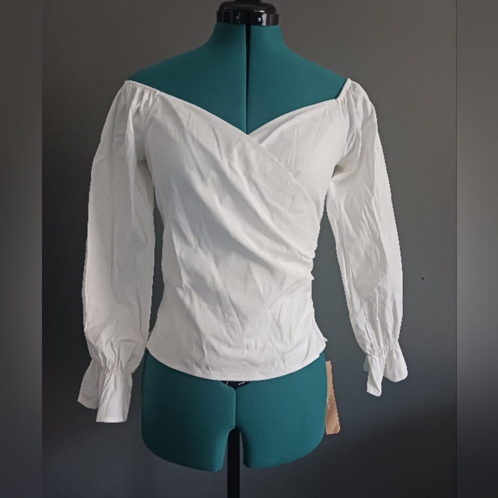 NWT Reformation RISTRETTO White Cotton Blouse. Top Size 8
